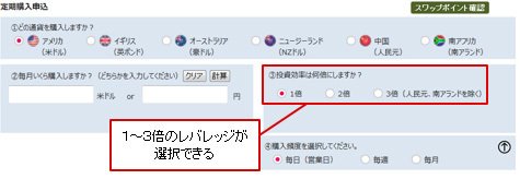 SBI FXトレード「レバレッジ付き定期外貨取引」取引画面