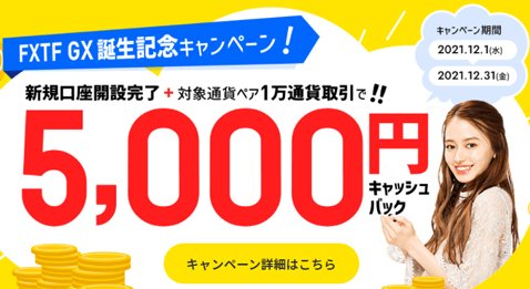5000円がもらえる「［FXTF GX]誕生記念キャンペーン」