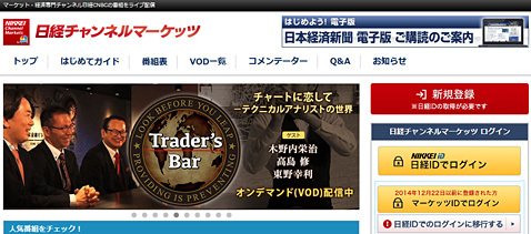 日経チャンネルマーケッツのウェブサイト
