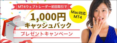 FXトレード・フィナンシャル「FXTF MT4」のMac対応MT4取引で1000円をキャッシュバック