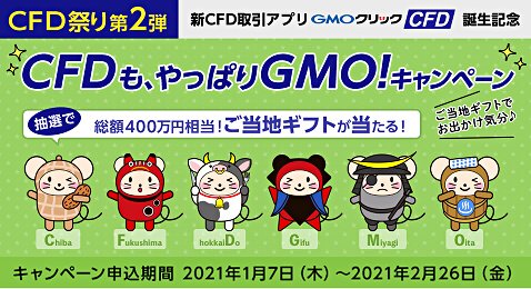 CFD祭り第2弾 CFDも、やっぱりGMO!ご当地ギフトでお出かけ気分♪キャンペーン