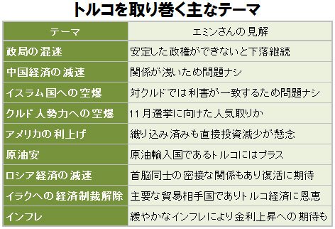 トルコを取り巻く主なテーマ