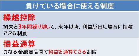 負けている場合に確定申告をすることで使える制度