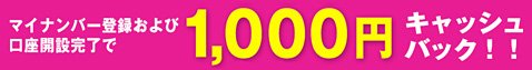 マイナンバー登録で1000円キャッシュバック