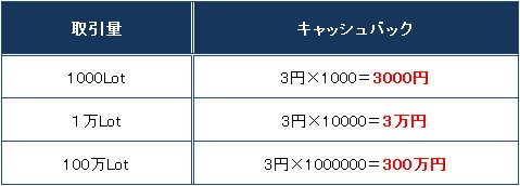 キャッシュバック例