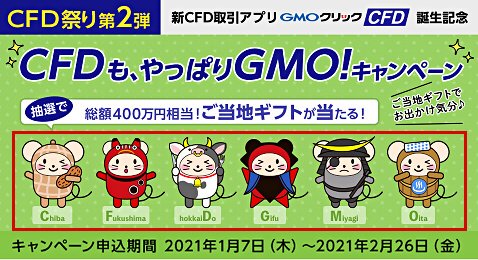 CFD祭り第2弾 CFDも、やっぱりGMO!ご当地ギフトでお出かけ気分♪キャンペーン