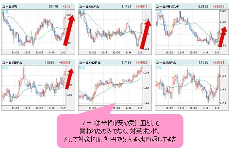 ユーロVS世界の通貨 日足チャート