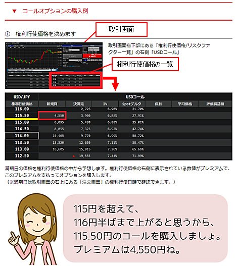 コール・オプションの購入例の画像