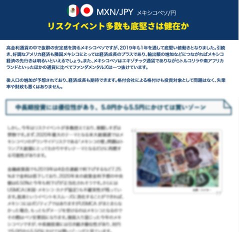 トレイダーズ証券「2020年為替相場見通し」のメキシコペソ/円見通し