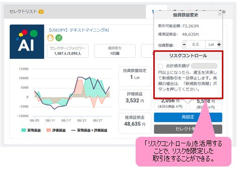 「リスクコントロール」を活用すれば、リスクを限定して取引することができる
