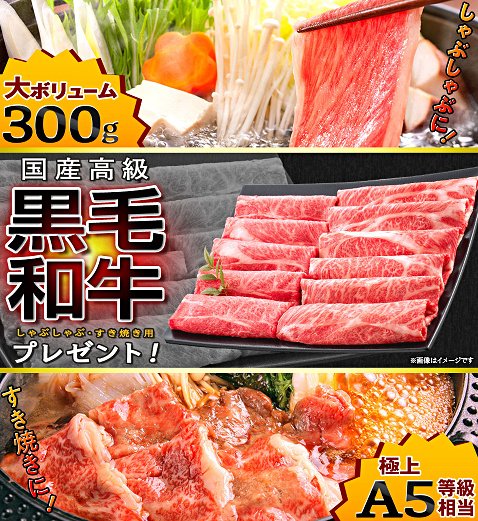 ヒロセ通商の国産高級黒毛和牛300gプレゼントキャンペーン