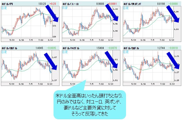 米ドルVS世界の通貨 日足チャート