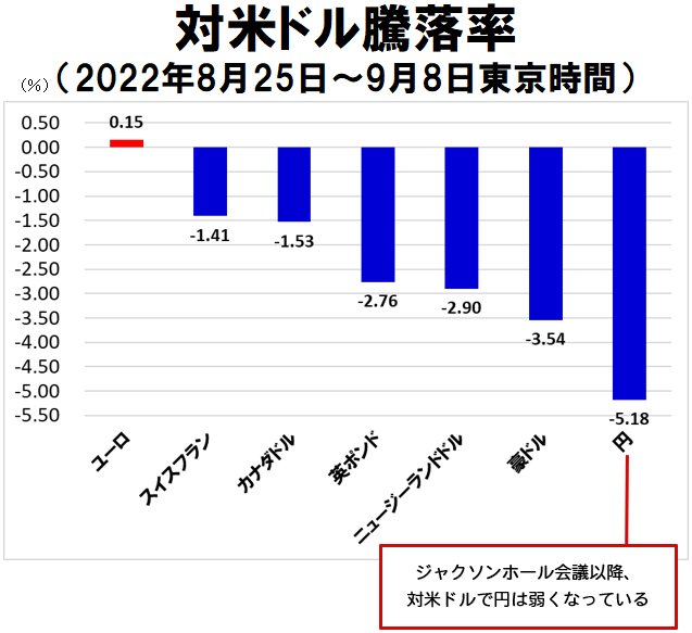 主要通貨の対米ドル騰落率