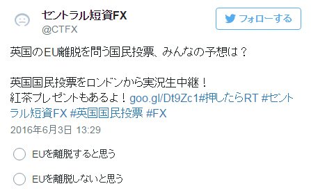 セントラル短資FX公式Twitterで実施中のアンケート