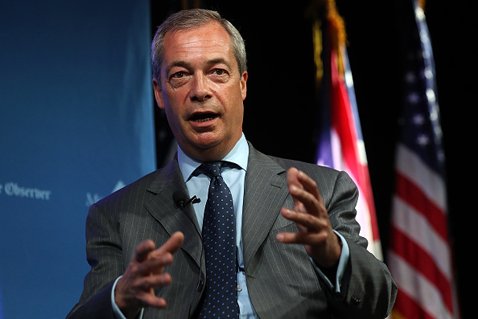 写真はブレグジット党のファラージュ党首。ブレグジット党は英国の主権を守る立場から、より強硬な「合意なき離脱」を主張している (C)Leon Neal/Getty Images