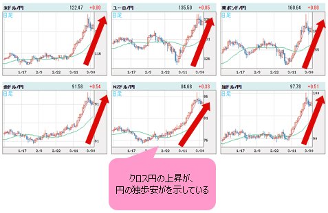 世界の通貨VS円 日足チャート
