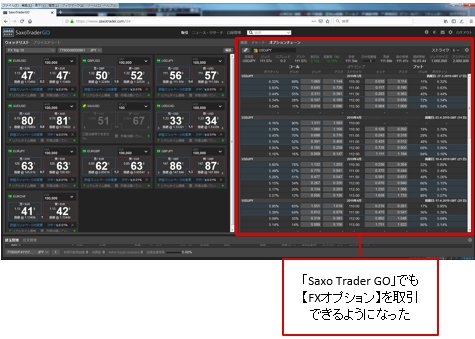 SAXO Trader GO【FXオプション】取引画面