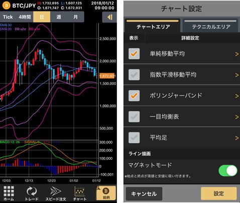 GMOコイン・iPhoneアプリ「ビットレ君」取引画面
