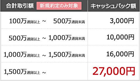 キャッシュバック条件