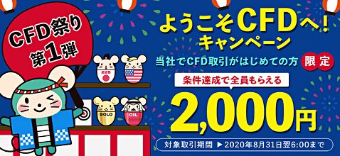 GMOクリック証券のようこそCFDへ!キャンペーン