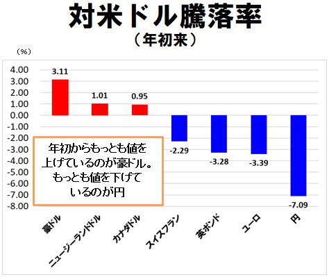 主要通貨の騰落率
