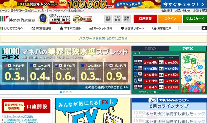マネーパートナーズの公式サイト