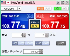 SBI FXトレード・旧ウェブ版取引ツール 注文画面