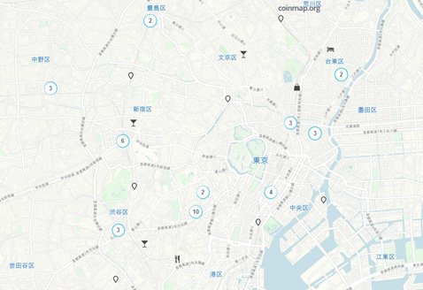 東京都心部周辺でビットコイン