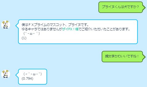 「AIプライヌお客様サポート」に質問1(2019年4月時点)