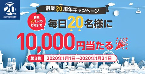 トレイダーズ証券の創業20周年キャンペーン