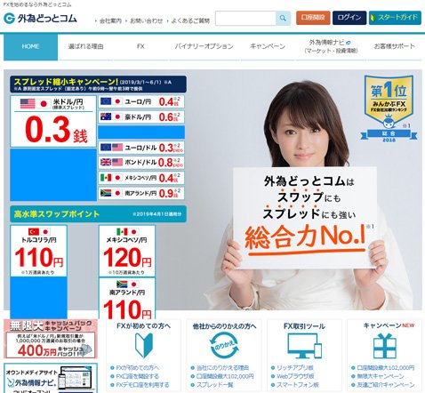外為どっとコム・どっとこぶー登場以前のウェブサイトトップ画面