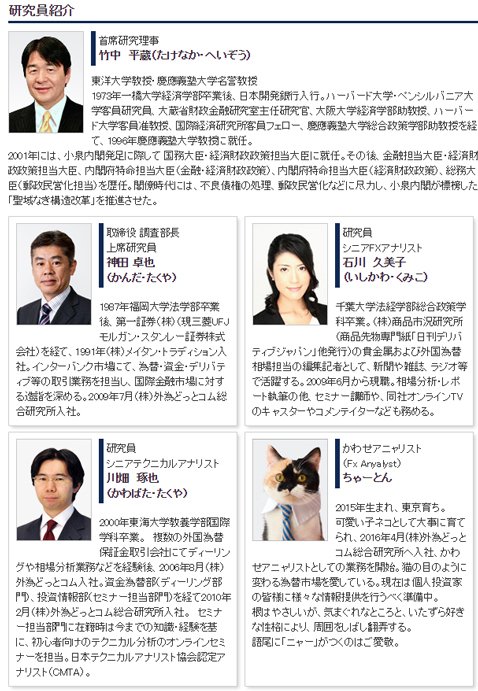 外為どっとコム・外為どっとコム総研 研究員紹介ページ