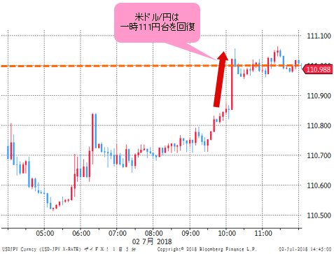 米ドル/円 30分足