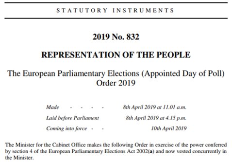英国の欧州議会選挙参加表明
