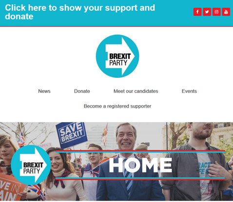 離脱支持政党 Brexit党の公式ウェブサイト
