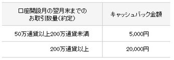 キャッシュバックの条件