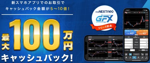『外貨ネクストネオ「GFX」』のリリースを記念・最大100万円キャッシュバックキャンペーン