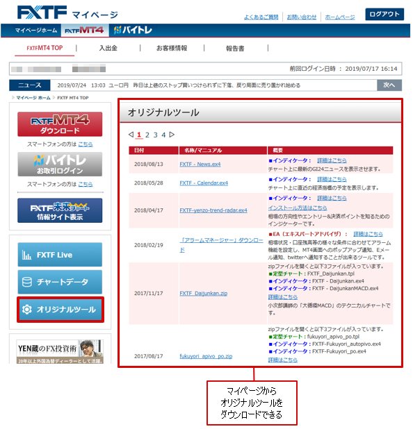 ゴールデン・ウェイジャパン(旧FXTF)「マイページ」