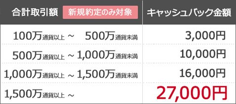 キャッシュバック条件