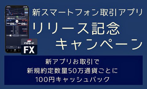 SBI FXトレードの新スマホ取引アプリのリリース記念キャンペーン
