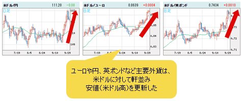 米ドルVS世界の通貨 日足チャート