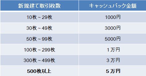 取引量とキャッシュバック金額
