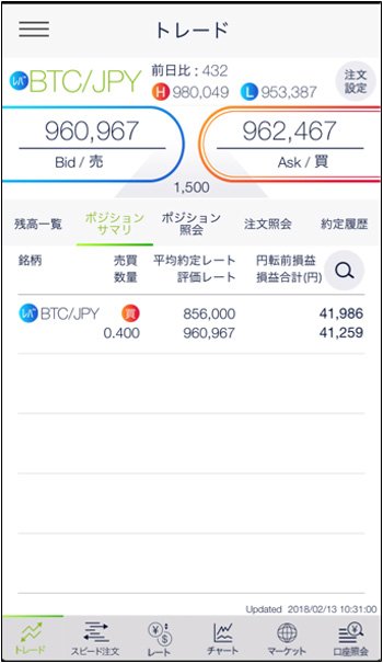 ＤＭＭ Bitcoin・iPhoneアプリ 取引履歴