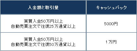 キャッシュバック条件