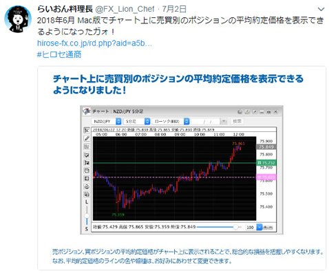ヒロセ通商・らいおん料理長公式Twitter(7月2日)