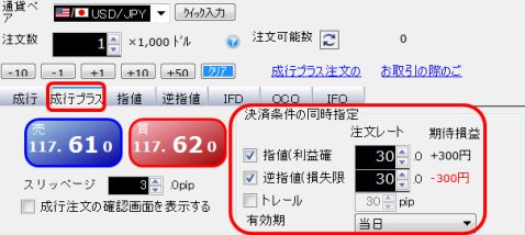 「クイックチャート・トレードプラス」取引画面