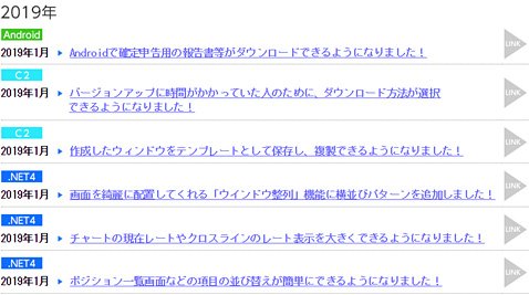 2019年1月のバージョンアップ情報
