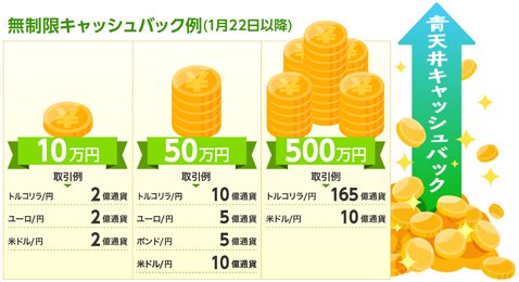 無制限キャッシュバック例(1月22日以降)