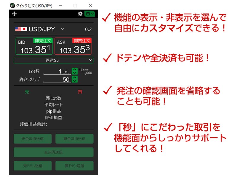 「クイック注文」の画面