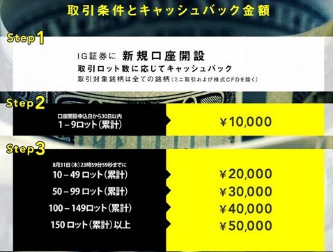前回のキャッシュバックキャンペーンの条件(8月13日に終了)